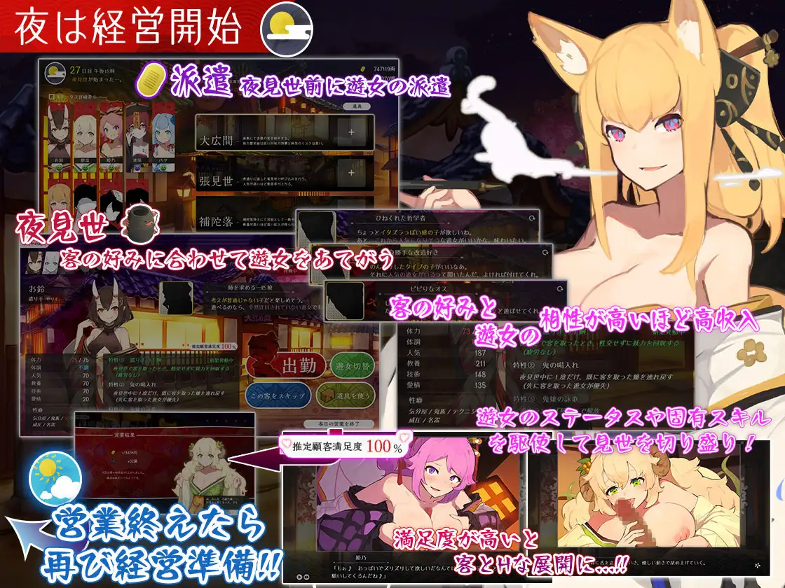 【SLG/动态/机翻+AI文本/魔物娘/中出/乳交/口交】梦吉原的妖异妓楼 ~妖怪大楼重建谭~/夢吉原のあやかし妓楼 ~妖怪大楼再建譚~【3.7G】
